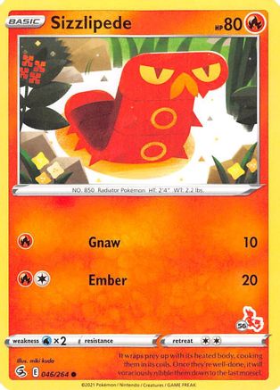Sizzlipede - 046/264 (#56 Cinderace Stamped) () [Misc: Battle Academy 2022] Pokemon Single Pokémon