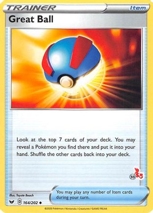 Great Ball - 164/202 (#33 Cinderace Stamped) () [Misc: Battle Academy 2022] Pokemon Single Pokémon
