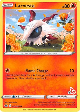 Larvesta - 023/198 (#19 Cinderace Stamped) () [Misc: Battle Academy 2022] Pokemon Single Pokémon