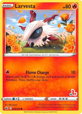 Larvesta - 023/198 (#36 Cinderace Stamped) () [Misc: Battle Academy 2022] Pokemon Single Pokémon