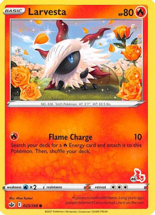 Larvesta - 023/198 (#46 Cinderace Stamped) () [Misc: Battle Academy 2022] Pokemon Single Pokémon