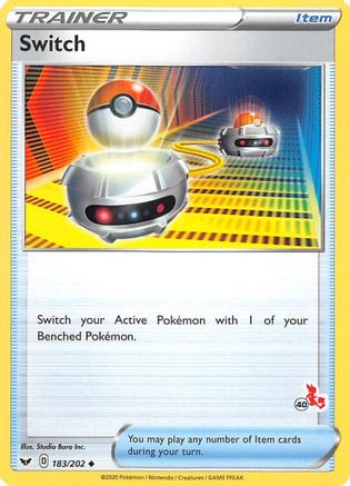 Switch - 183/202 (#40 Cinderace Stamped) () [Misc: Battle Academy 2022] Pokemon Single Pokémon