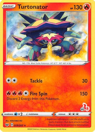 Turtonator - 029/202 (#39 Cinderace Stamped) [Misc: Battle Academy 2022] Pokemon Single Pokémon