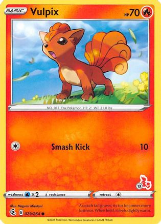 Vulpix - 029/264 (#13 Cinderace Stamped) () [Misc: Battle Academy 2022] Pokemon Single Pokémon
