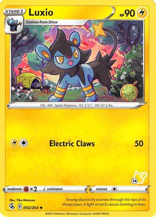 Luxio - 092/264 (#14 Pikachu Stamped) () [Misc: Battle Academy 2022] Pokemon Single Pokémon