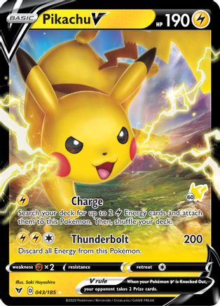Pikachu V - 043/185 (#60 Pikachu Stamped) Holofoil [Misc: Battle Academy 2022] Pokemon Single Pokémon