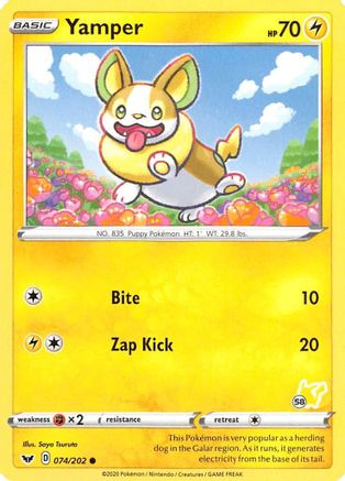 Yamper - 074/202 (#58 Pikachu Stamped) () [Misc: Battle Academy 2022] Pokemon Single Pokémon