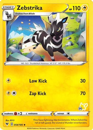 Zebstrika - 054/185 (#25 Pikachu Stamped) () [Misc: Battle Academy 2022] Pokemon Single Pokémon