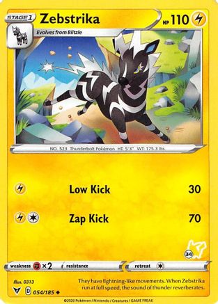 Zebstrika - 054/185 (#34 Pikachu Stamped) () [Misc: Battle Academy 2022] Pokemon Single Pokémon
