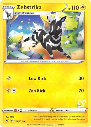 Zebstrika - 054/185 (#56 Pikachu Stamped) () [Misc: Battle Academy 2022] Pokemon Single Pokémon