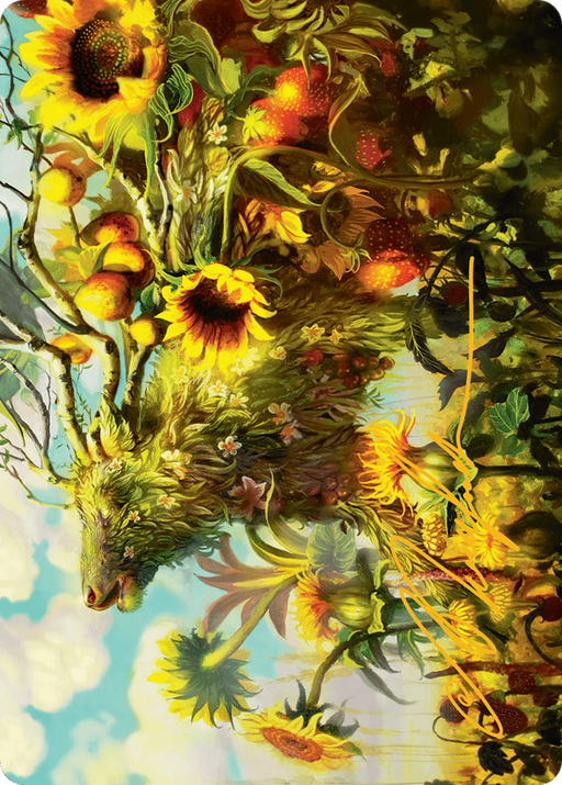 Beza, the Bounding Spring Art Card (Gold-Stamped Signature) [Art Series] Bloomburrow MTG Single Magic: The Gathering