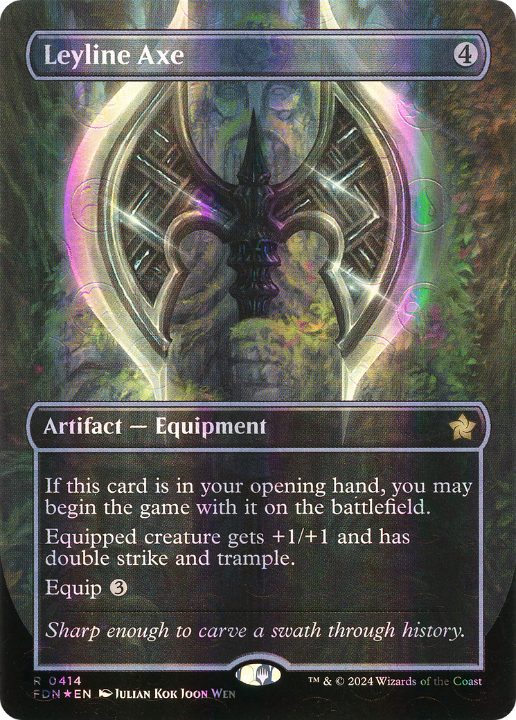 Leyline Axe (Mana Foil) (FDN-414) [Foundations] (Borderless) Foil MTG Single Wizards of the Coast