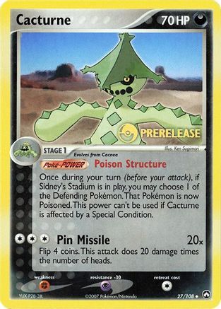 Cacturne - 27/108 (Prerelease) [Misc: Cards & Products] Pokemon Single Pokémon