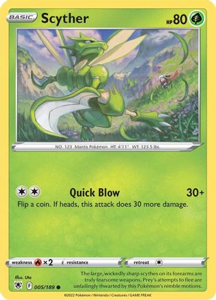 Scyther (5/189) Reverse Holofoil [SWSH: Astral Radiance] Pokemon Single Pokémon