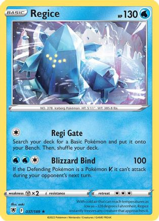 Regice (37/189) Reverse Holofoil [SWSH: Astral Radiance] Pokemon Single Pokémon