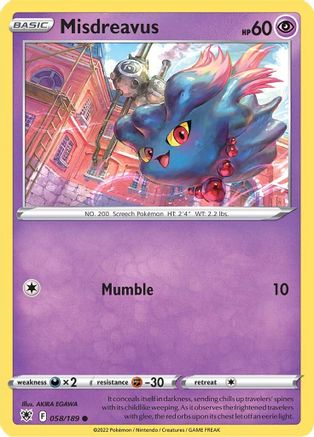 Misdreavus (58/189) Reverse Holofoil [SWSH10 Astral Radiance] Pokemon Single Pokémon