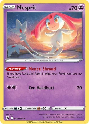 Mesprit (66/189) Reverse Holofoil [SWSH: Astral Radiance] Pokemon Single Pokémon