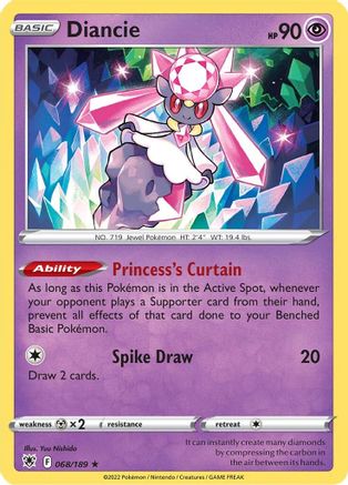 Diancie (68/189) Holofoil [SWSH: Astral Radiance] Pokemon Single Pokémon