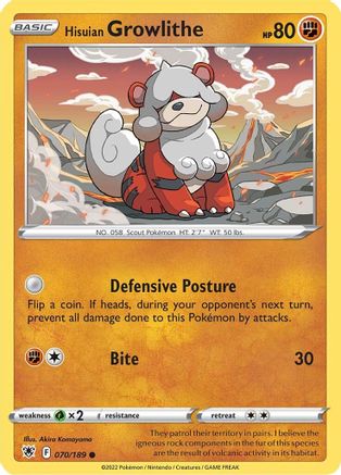 Hisuian Growlithe (70/189) [SWSH: Astral Radiance] Pokemon Single Pokémon
