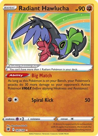 Radiant Hawlucha (81/189) Holofoil [SWSH: Astral Radiance] Pokemon Single Pokémon