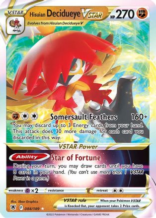 Hisuian Decidueye VSTAR (84/189) Holofoil [SWSH: Astral Radiance] Pokemon Single Pokémon