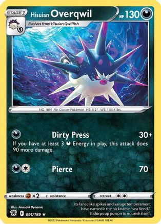 Hisuian Overqwil (91/189) Reverse Holofoil [SWSH: Astral Radiance] Pokemon Single Pokémon