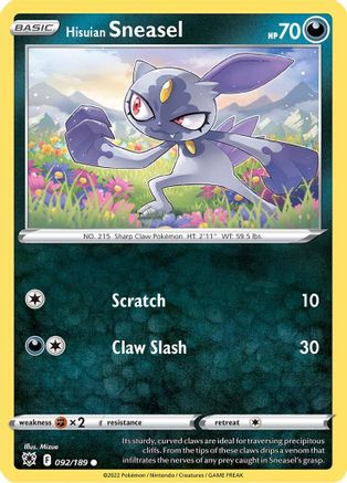 Hisuian Sneasel (92/189) [SWSH: Astral Radiance] Pokemon Single Pokémon
