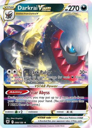 Darkrai VSTAR (99/189) Holofoil [SWSH: Astral Radiance] Pokemon Single Pokémon