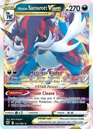 Hisuian Samurott VSTAR (102/189) Holofoil [SWSH: Astral Radiance] Pokemon Single Pokémon
