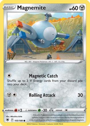 Magnemite (105/189) Reverse Holofoil [SWSH: Astral Radiance] Pokemon Single Pokémon