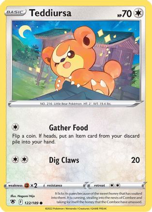 Teddiursa (122/189) [SWSH: Astral Radiance] Pokemon Single Pokémon