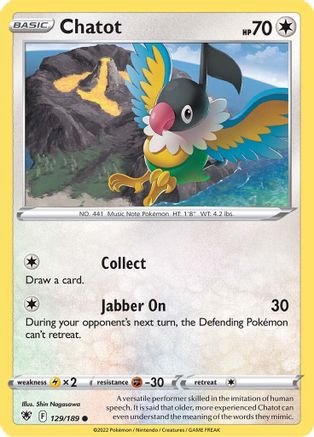 Chatot (129/189) - [SWSH: Astral Radiance] Pokemon Single Pokémon