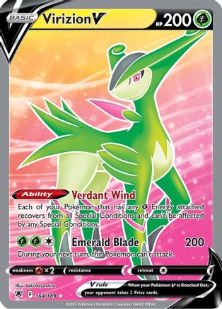 Virizion V (Full Art) (164/189) - [SWSH: Astral Radiance] Holofoil Pokemon Single Pokémon