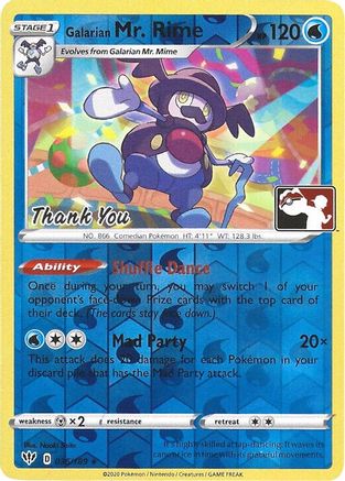 Galarian Mr. Rime - 036/189 (Pokemon League) [Thank You] Reverse Holofoil [Misc: Cards & Products] Pokemon Single Pokémon