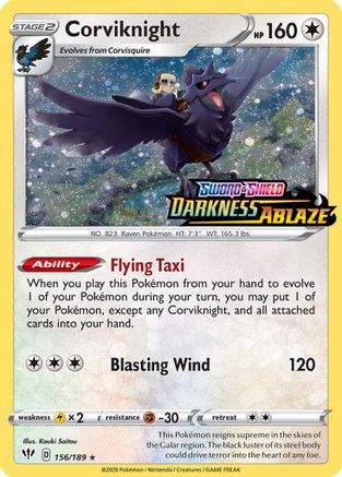 Corviknight - 156/189 (Darkness Ablaze Stamped) Holofoil [Misc: Cards & Products] Pokemon Single Pokémon