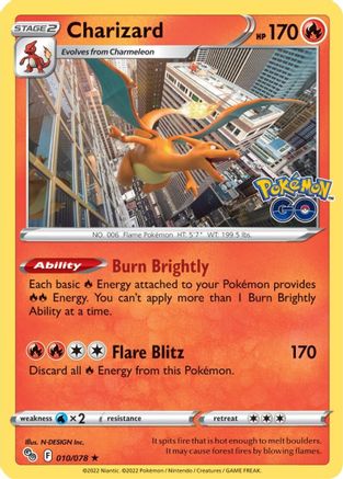 Charizard (10/78) Holofoil [SWSH: Pokemon GO] Pokemon Single Pokémon