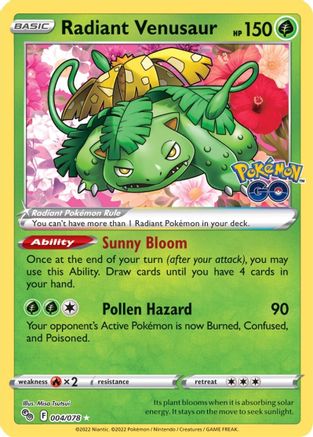Radiant Venusaur (4/78) Holofoil [SWSH: Pokemon GO] Pokemon Single Pokémon
