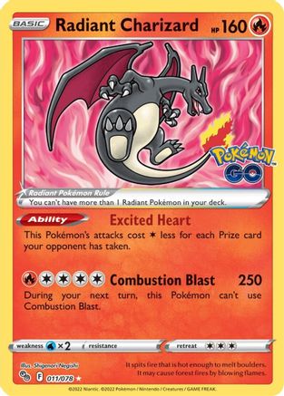 Radiant Charizard (11/78) - [SWSH: Pokemon GO] Holofoil Pokemon Single Pokémon