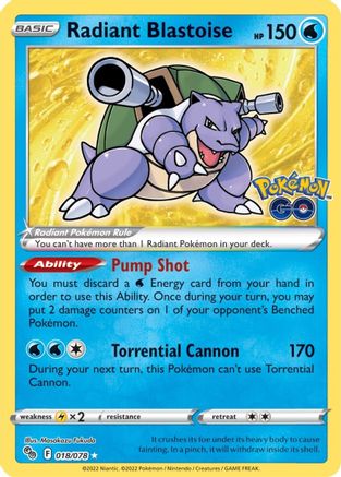 Radiant Blastoise 18/78 Holofoil [SWSH: Pokemon GO] Pokemon Single Pokémon