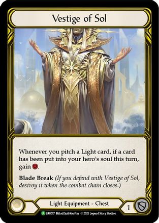 Vestige of Sol (Golden) [FAB017] (Promo)  Cold Foil Flesh And Blood Single Flesh And Blood   