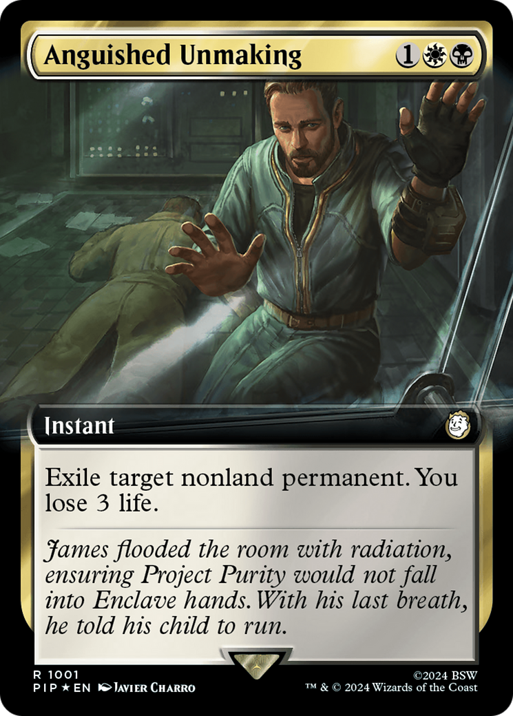 Anguished Unmaking (Surge Foil) (PIP-1001) [Fallout] (Extended Art) Foil MTG Single Wizards of the Coast