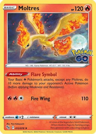 Moltres (12/78) Holofoil [SWSH: Pokemon GO] Pokemon Single Pokémon