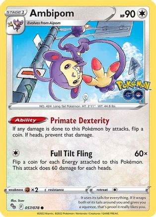 Ambipom (57/78) Reverse Holofoil [SWSH: Pokemon GO] Pokemon Single Pokémon