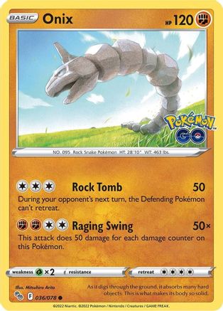 Onix (36/78) Reverse Holofoil [SWSH: Pokemon GO] Pokemon Single Pokémon