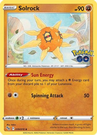 Solrock (39/78) Reverse Holofoil [Pokemon GO] Pokemon Single Pokémon