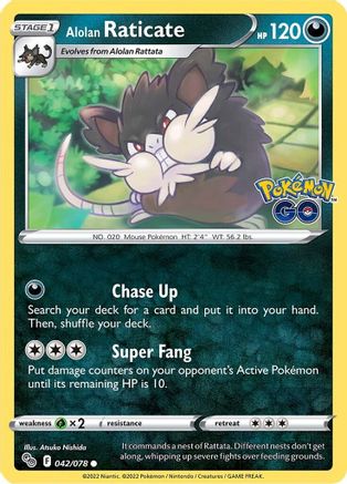 Alolan Raticate (42/78) Reverse Holofoil [SWSH: Pokemon GO] Pokemon Single Pokémon