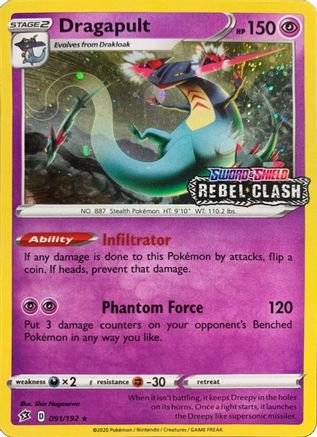 Dragapult - 091/192 [Rebel Clash] Holofoil [Misc: Cards & Products] Pokemon Single Pokémon