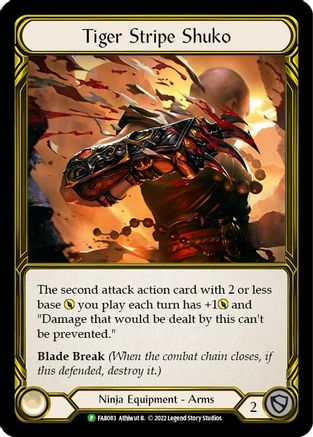 Tiger Stripe Shuko (Golden) [FAB083] (Promo)  Cold Foil Flesh And Blood Single Flesh And Blood   