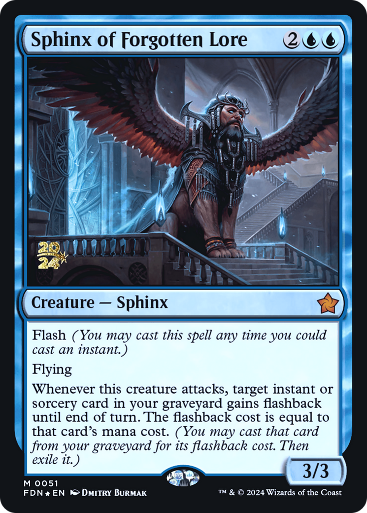 Sphinx of Forgotten Lore (PRE-051) [Foundations Promos] Foil MTG Single Wizards of the Coast