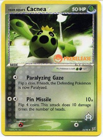 Team Aqua's Cacnea - 24/95 (Prerelease) Holofoil [Misc: Cards & Products] Pokemon Single Pokémon